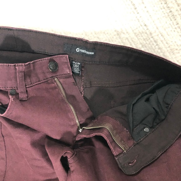 G Fried Denim Slim Fit Burgundy Pants Mens Size 34x30 - Picture 10 of 10